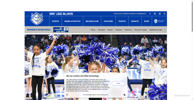 Security scan screenshot of https://slubillikens.com/news/2025/11/19/womens-basketball-junior-billiken-cheer-and-dance-clinic-set-for-february-21.aspx