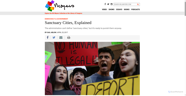 Security scan screenshot of https://billmoyers.com/story/sanctuary-cities-explained/