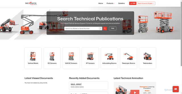 Security scan screenshot of https://techpub.skyjack.com