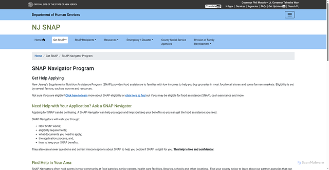 Security scan screenshot of https://nj.gov/humanservices/njsnap/apply/help/