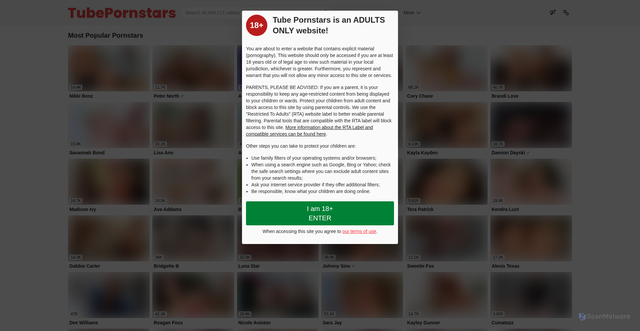 Security scan screenshot of https://www.tubepornstars.com
