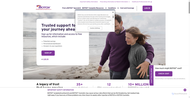 Security scan screenshot of https://www.botox.com/