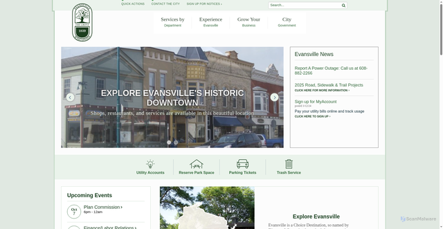 Security scan screenshot of https://evansvillewi.gov/
