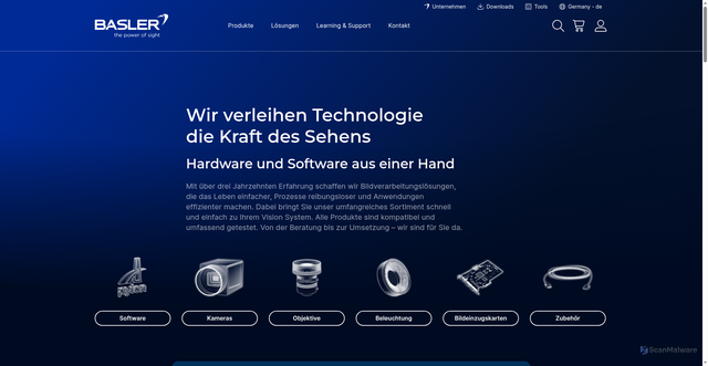 Security scan screenshot of https://www.baslerweb.com
