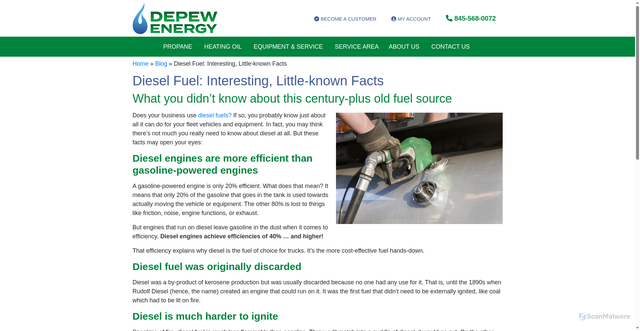 Security scan screenshot of https://www.depewoil.com/diesel-fuel-facts/