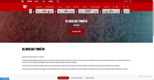 Security scan screenshot of https://www.timraik.se/medlem