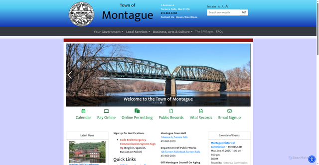 Security scan screenshot of https://montague-ma.gov/