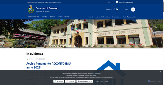 Security scan screenshot of https://www.comune.brusson.ao.it