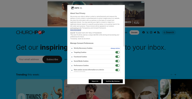 Security scan screenshot of https://churchpop.com