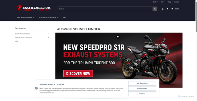 Security scan screenshot of barracudaexhaust.com