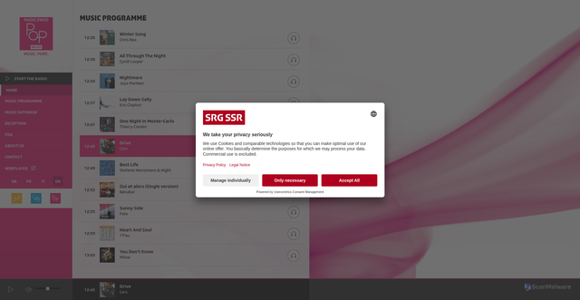 Security scan screenshot of https://radioswisspop.ch