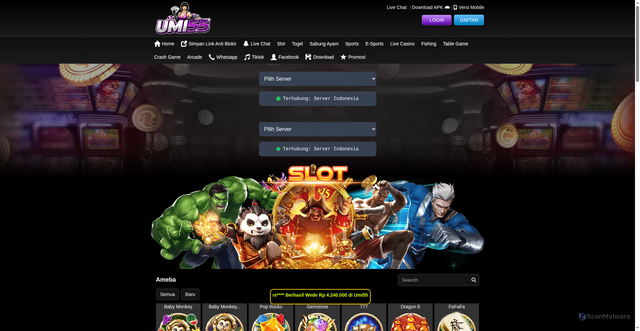 Security scan screenshot of https://xn--s6cgavda9baad5c8ebbt3bzb2njbehcc2dwsxb7kcdh.net/desktop/game/slot/ameba