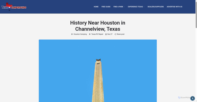 Security scan screenshot of https://texascampgrounds.com/history-near-houston-in-channelview-texas/