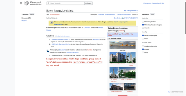 Security scan screenshot of https://tum.wikipedia.org/wiki/Baton_Rouge,_Louisiana