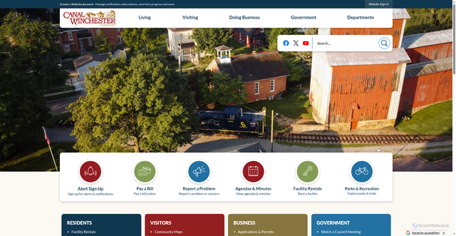 Security scan screenshot of https://canalwinchesterohio.gov/