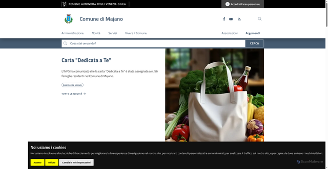 Security scan screenshot of https://www.comune.majano.ud.it/