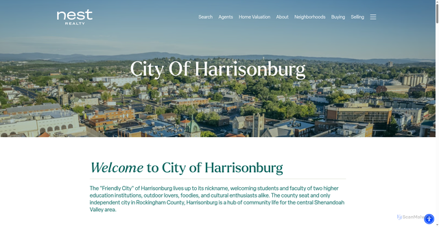 Security scan screenshot of https://harrisonburg.nestrealty.com/neighborhoods/city-of-harrisonburg