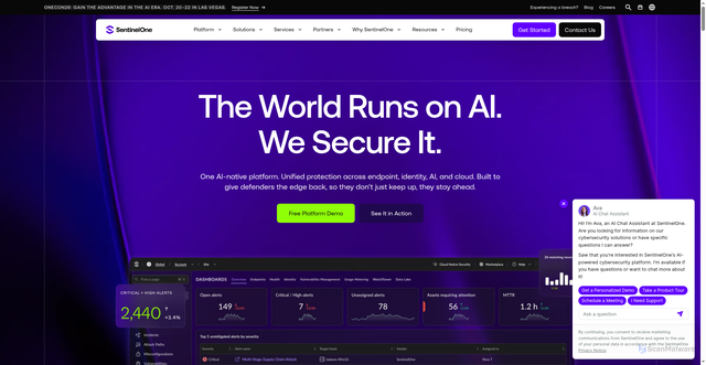 Security scan screenshot of https://www.sentinelone.com