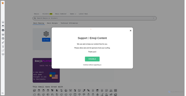 Security scan screenshot of https://emojipedia.org/snowflake