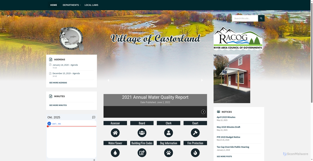 Security scan screenshot of https://villageofcastorlandny.gov/