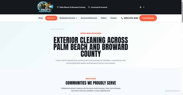 Security scan screenshot of https://solidpowerwash.com/service-areas/