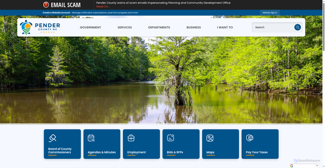 Security scan screenshot of https://pendercountync.gov/