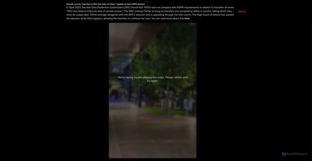 Security scan screenshot of https://vt.tiktok.com/ZSXyBAvhH/