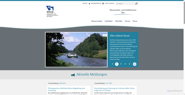 Security scan screenshot of https://www.wsa-elbe.wsv.de/Webs/WSA/Elbe/DE/Startseite/startseite_node.html