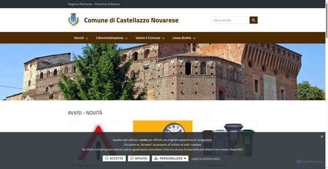 Security scan screenshot of https://www.comune.castellazzonovarese.no.it/it-it/home
