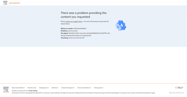 Security scan screenshot of https://www.sciencedirect.com/science/article/pii/S0362028X23068837