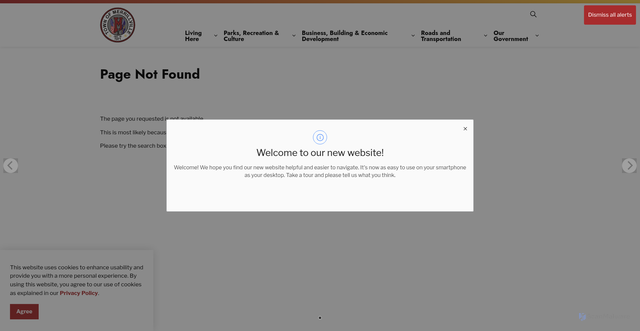 Security scan screenshot of https://www.merrillville.in.gov/visitors/history_of_town.php