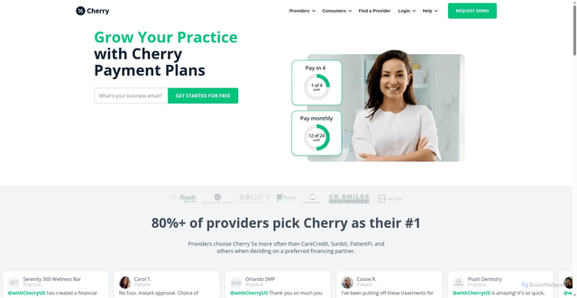 Security scan screenshot of https://withcherry.com