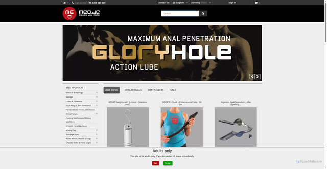 Security scan screenshot of https://meo.de