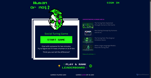 Security scan screenshot of https://humanornot.so