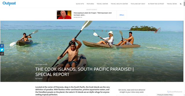 Security scan screenshot of https://outpostmagazine.com/cook-islands-south-pacific-paradise/