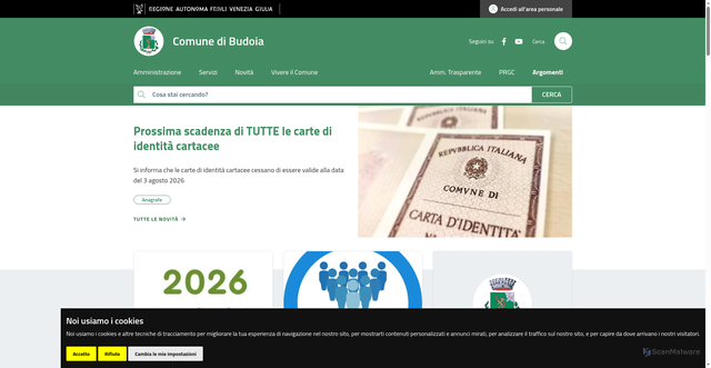 Security scan screenshot of https://www.comune.budoia.pn.it/