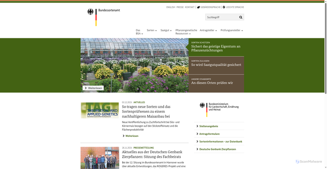 Security scan screenshot of https://www.bundessortenamt.de/