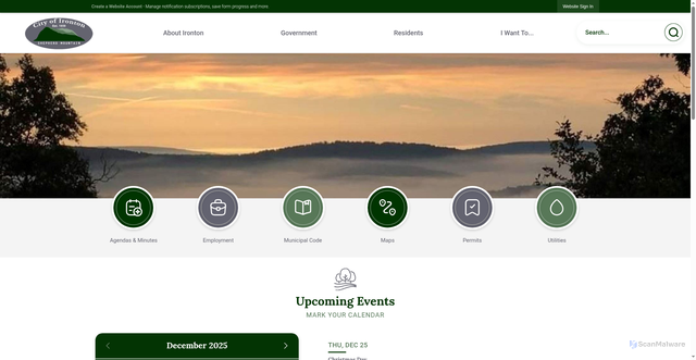 Security scan screenshot of https://www.irontonmo.gov/