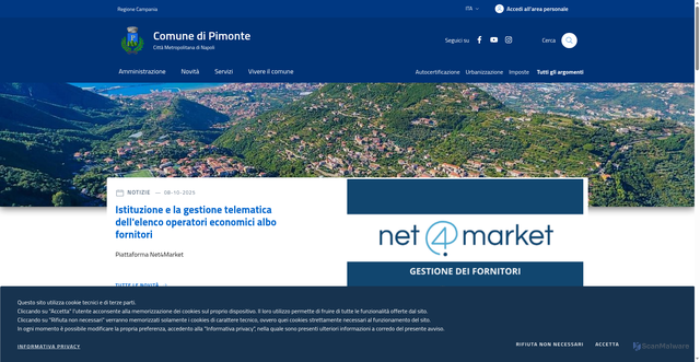 Security scan screenshot of https://www.comune.pimonte.na.it/