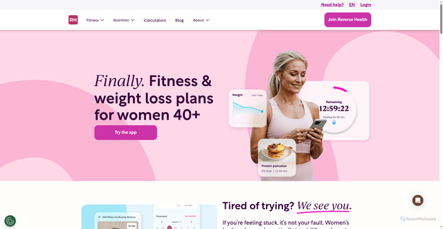 Security scan screenshot of https://reverse.health