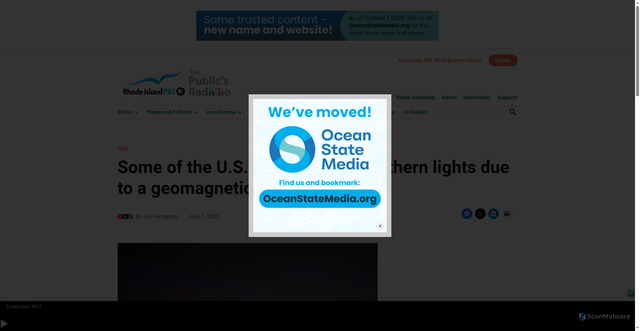 Security scan screenshot of https://thepublicsradio.org/npr/some-of-the-u-s-could-see-the-northern-lights-due-to-a-geomagnetic-storm/