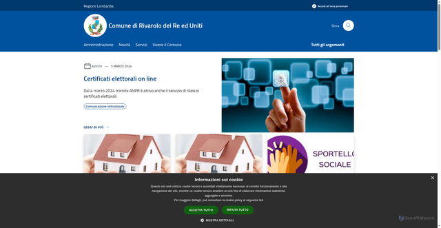 Security scan screenshot of https://www.comune.rivarolodelreeduniti.cr.it