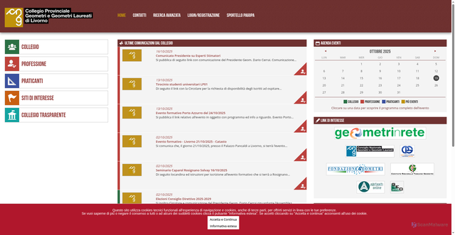 Security scan screenshot of https://www.collegio.geometri.li.it/