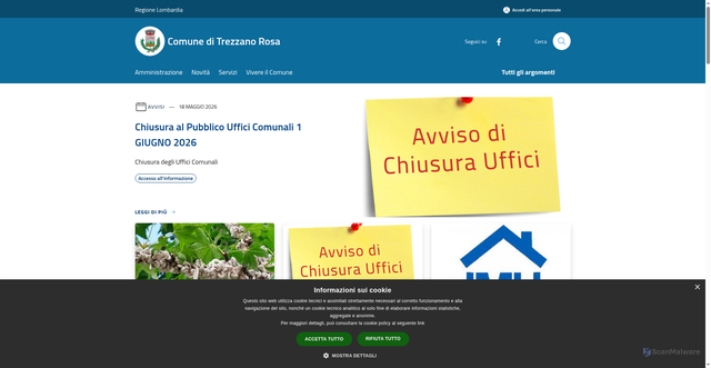 Security scan screenshot of https://www.comune.trezzanorosa.mi.it