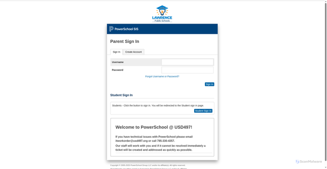 Security scan screenshot of https://usd497.powerschool.com