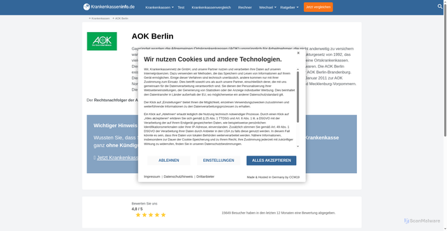 Security scan screenshot of https://www.krankenkasseninfo.de/krankenkassen/aok-berlin/