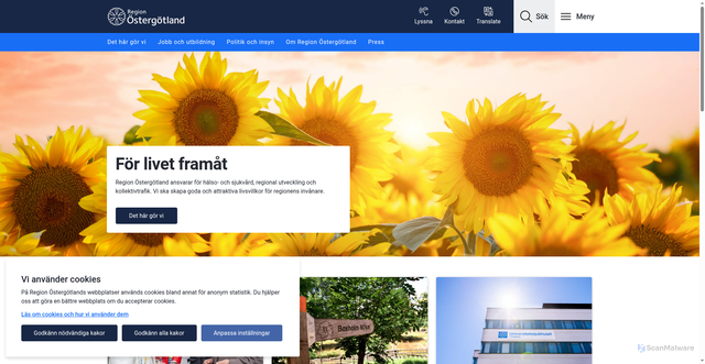 Security scan screenshot of https://www.regionostergotland.se/