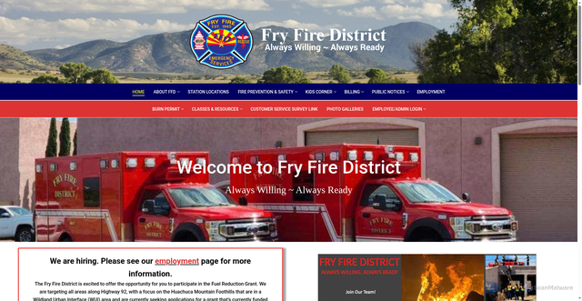 Security scan screenshot of https://www.fryfiredistrictaz.gov/