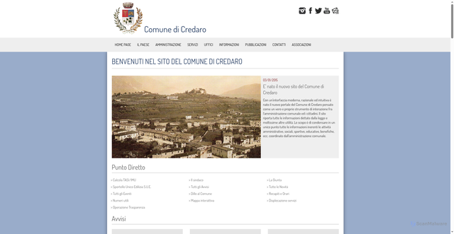 Security scan screenshot of https://www.comune.credaro.bg.it/pagina.aspx?idpagina=1&idmenu=0&idscuola=3