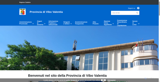 Security scan screenshot of https://www.provincia.vibovalentia.it/